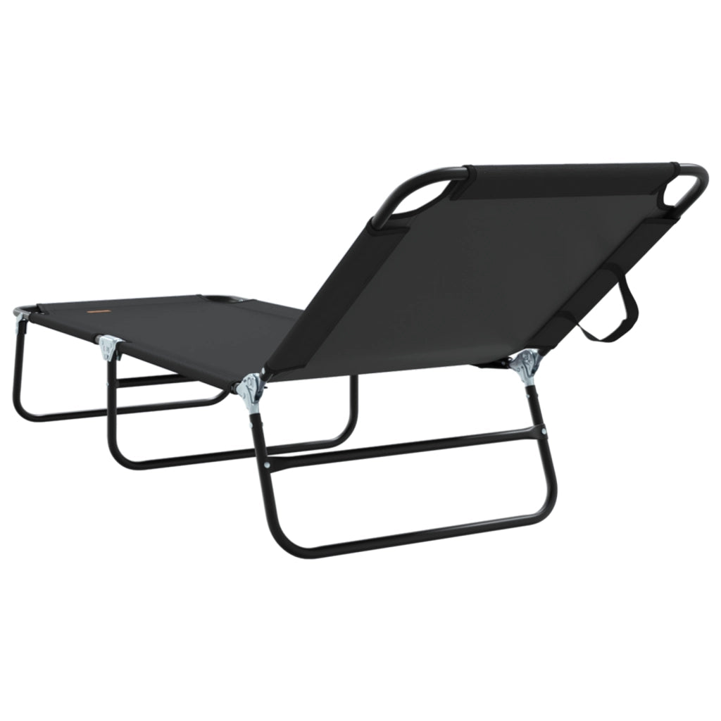 Lettino Prendisole 2 pcs Portatile Nero Tessuto Oxford 600D