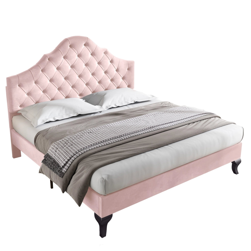 letto imbottito velluto rosa 140 x 200 cm