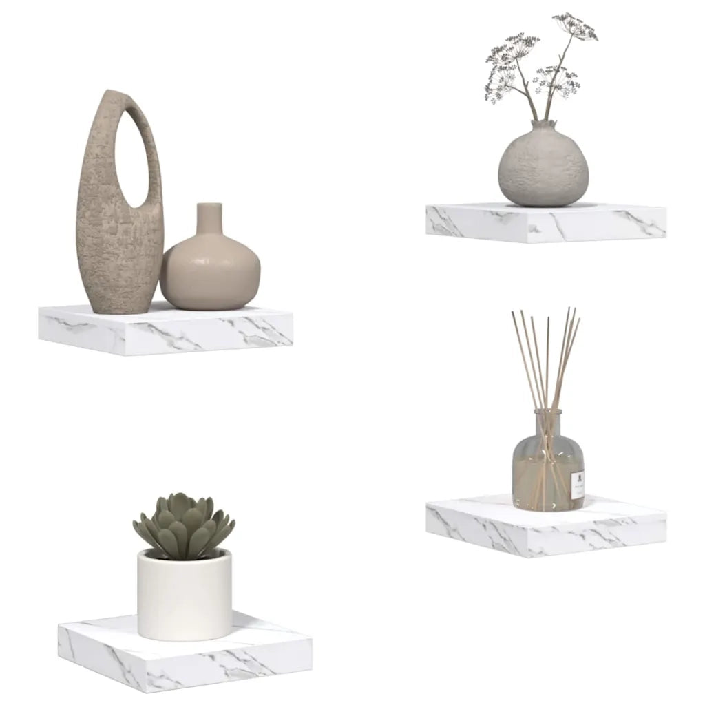 Scaffale da parete 4 pcs Marmo Bianco 23 x 23,5 x 4 cm 42019961