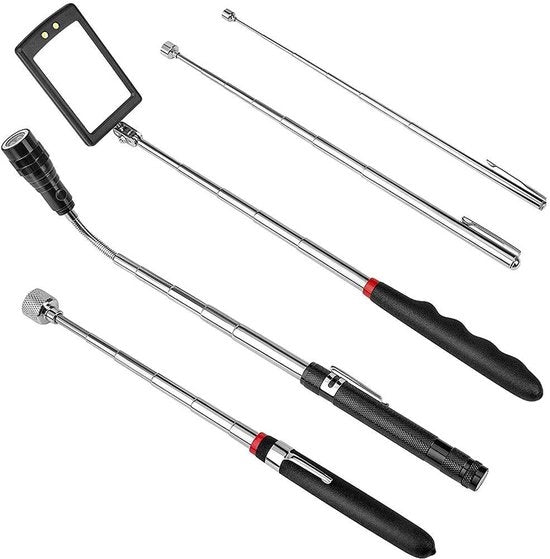 Strumento di recupero magnetico telescopico con 2 lb, 3 lbs e 15 lbs - Stick magnetico - Estensibile - Mirino telescopico - Lampada da tasca telescopica