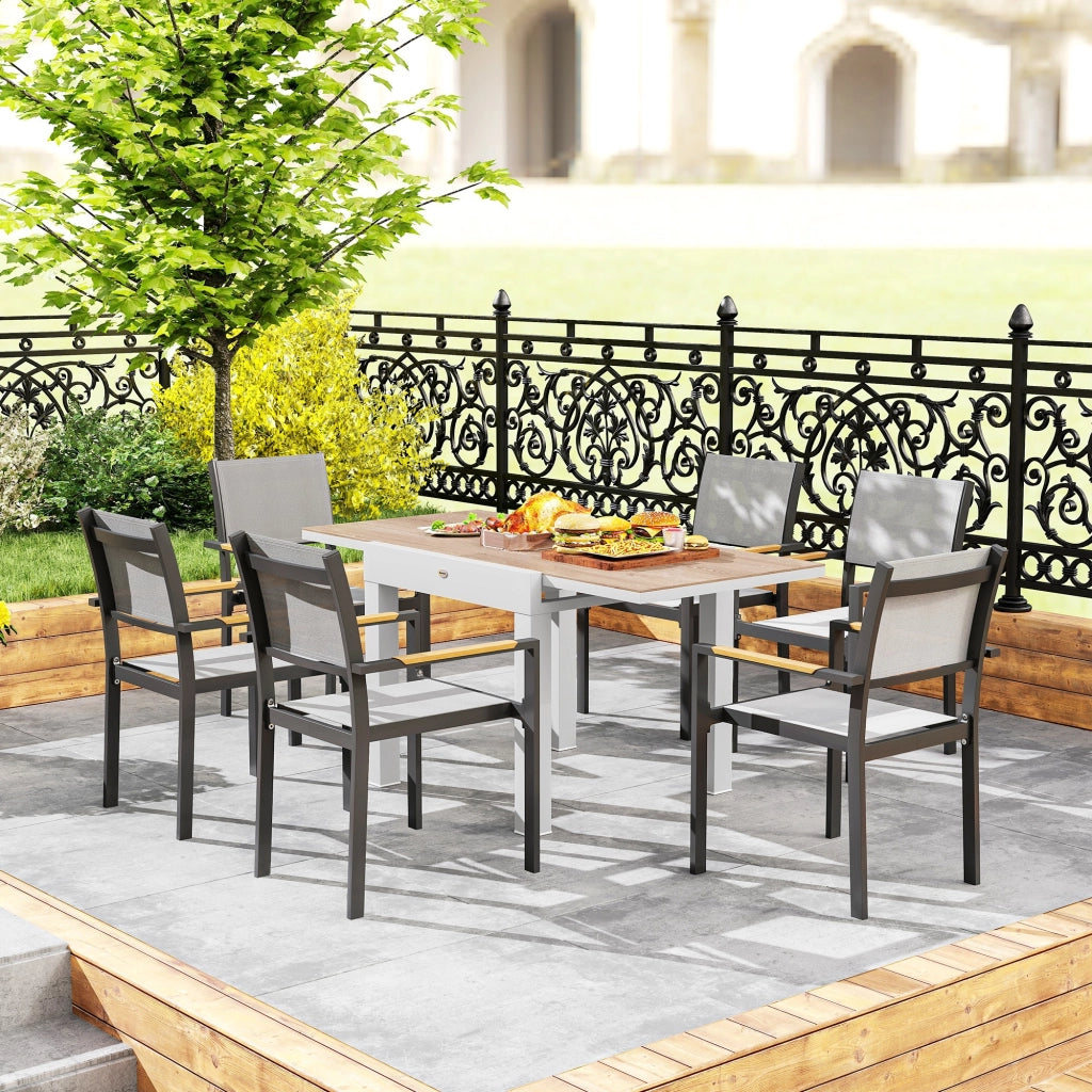 Tavolo da pranzo allungabile per giardino esterno 6 persone ¨C Xylo ¨C Telaio alluminio 60x80x75cm
