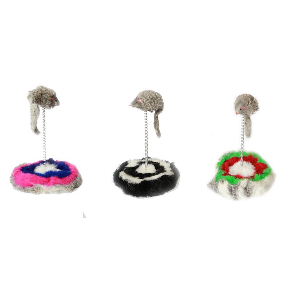 Trade Shop - Gioco Con Pupazzo Topo Palestra Per Gatto Topolino Peluche Gatti Base Con Molle -