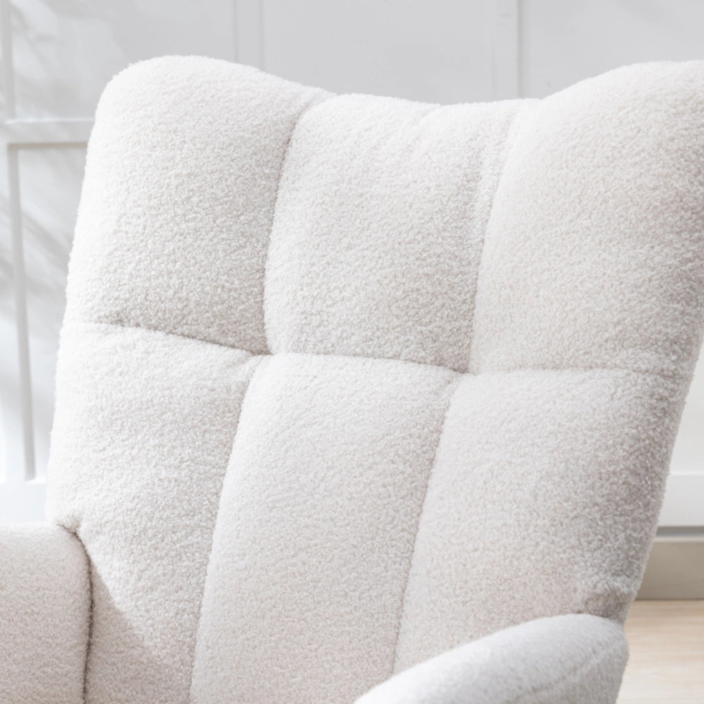 Sedia a dondolo ergonomica in teddy bianco