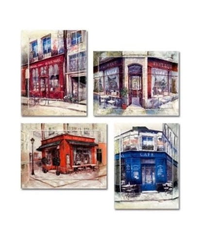 Quadro da Parete su tela oleografico bistrot francesi 39 x 51 cm 4 Modelli