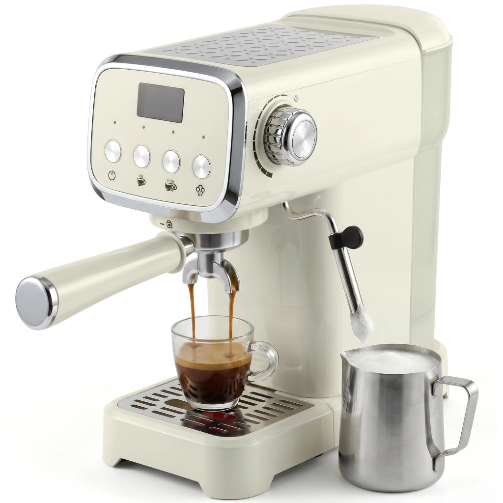 Macchina Caffè Espresso Semiautomatica 20 Bar 1350W con Lancia Montalatte e Scaldatazze per Casa Compatta e Pratica