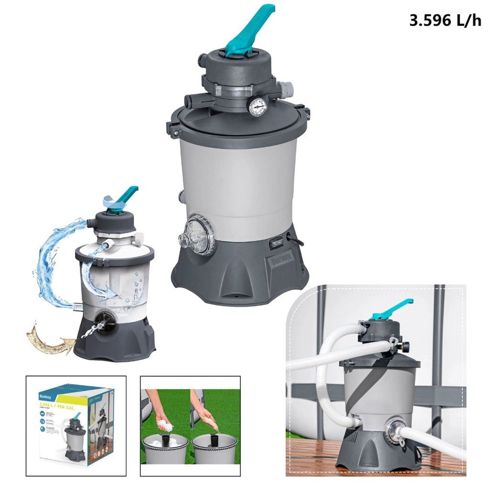 Trade Shop - Pompa Di Filtraggio A Sabbia Capacità Pompa 3.596 L/h Per Piscina Fuori Terra 58515 -