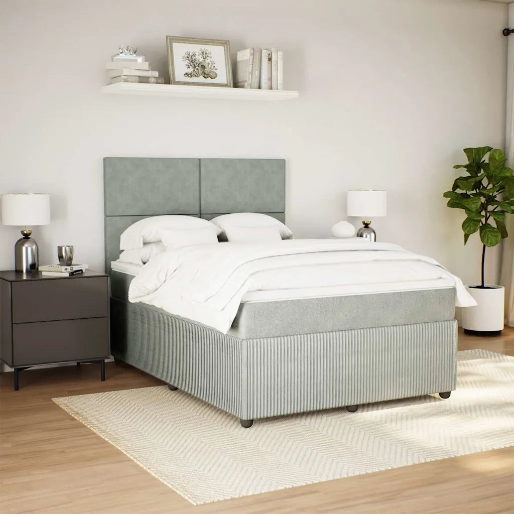 Giroletto a Molle con Materasso Grigio Chiaro 160x200cm Velluto