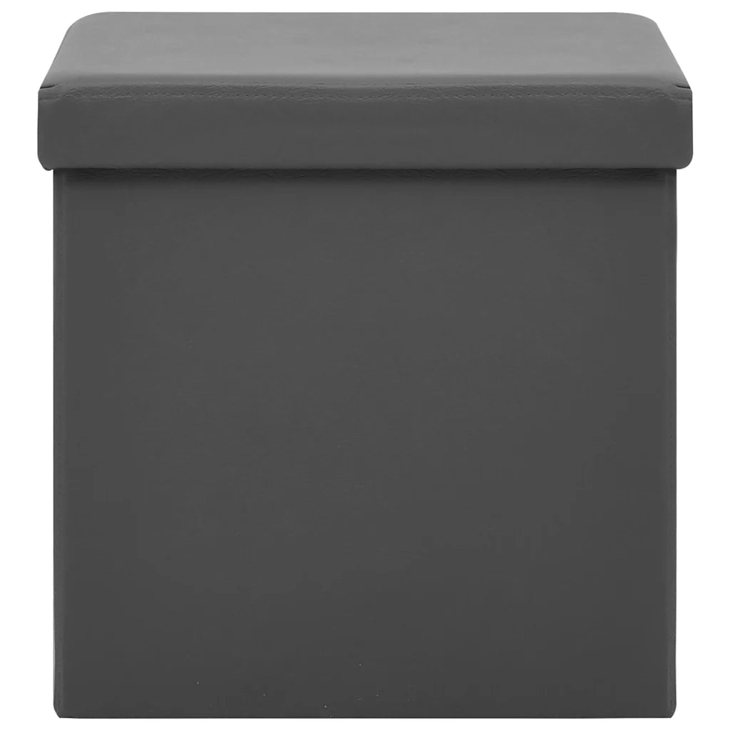 Sgabello con Contenitore Pieghevole Grigio in PVC 338782