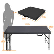 Tavolo pieghevole 125x61 cm nero plastica e acciaio - altezza regolabile