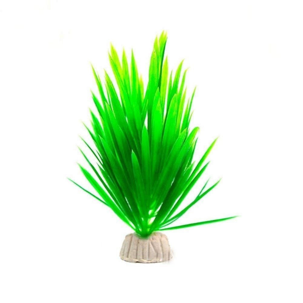 Trade Shop - Pianta Piantina Artificiale Per Acquario Piante Finte Plastica Verde A Punta -
