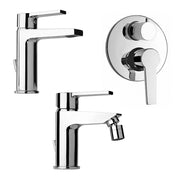 Set miscelatore lavabo bidet e doccia ad incasso con deviatore in ottone cromato Le Mans Paini