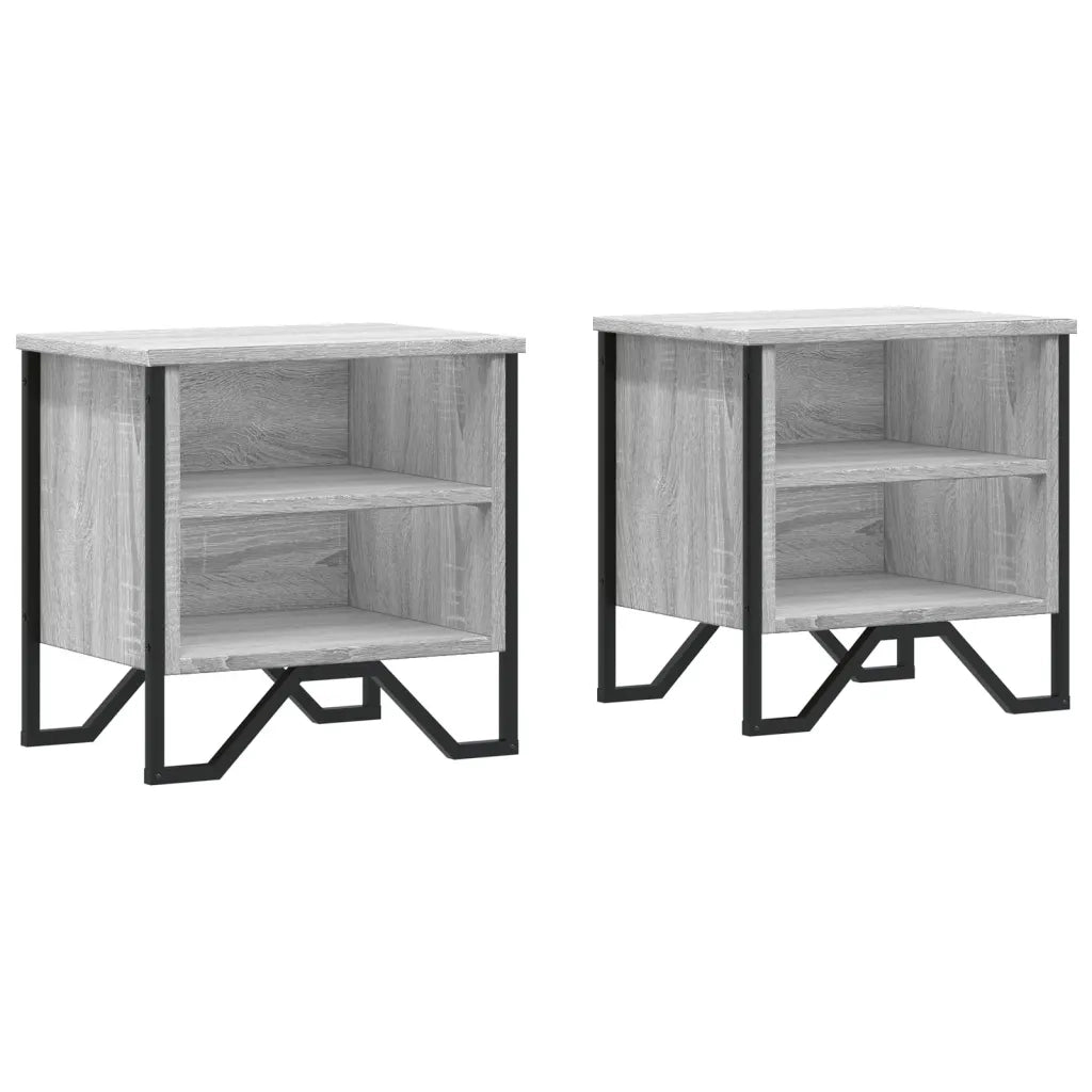 Comodini Grigio Sonoma 2pz-Set di 2 Tavolino da notte 40x30x40 cm in Truciolato