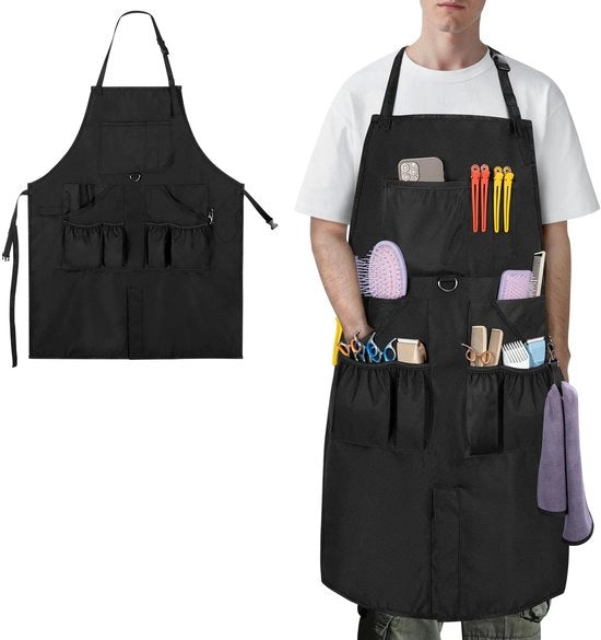 Schort per parrucchieri - impermeabile - cintura regolabile - unisex - più tasche - ideale per parrucchieri e cosmetici