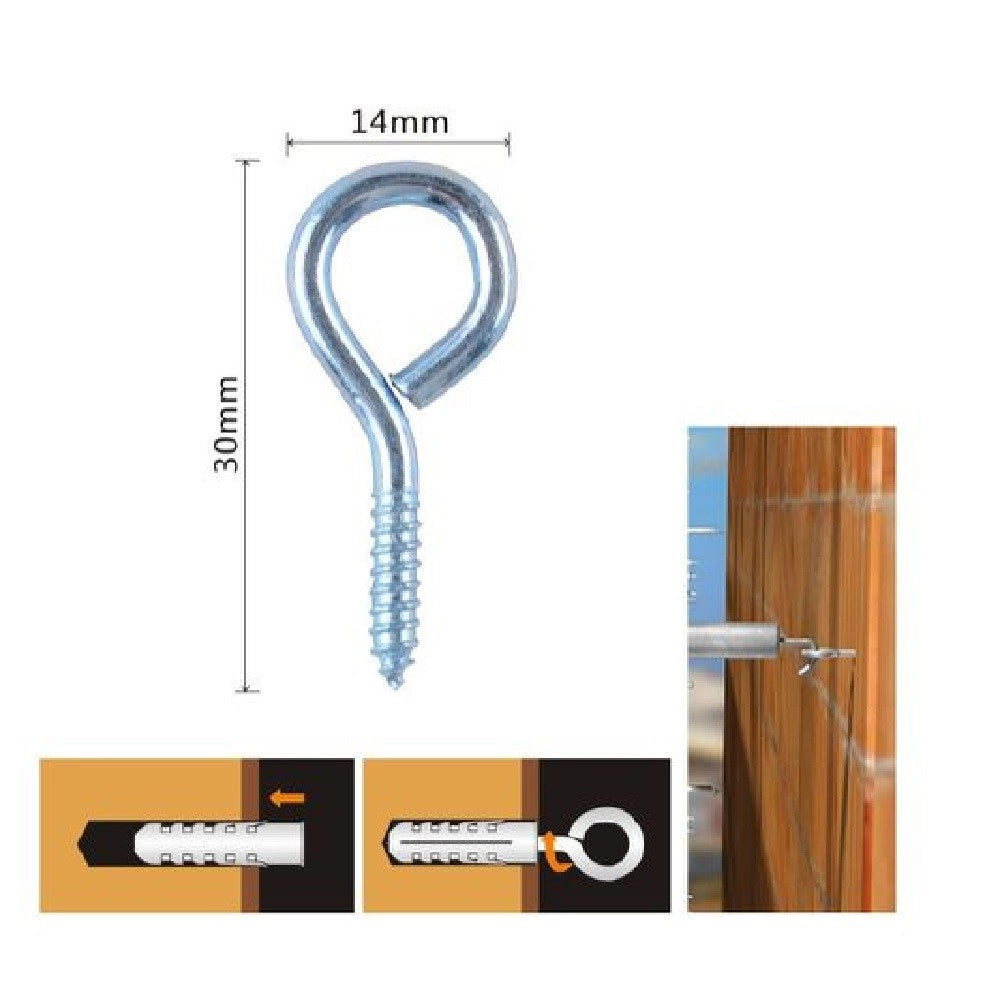 Trade Shop - Set 16pz Viti Vite A Occhiello Gancio Chiuso 14x30mm Filettatura Per Legno 90719 -