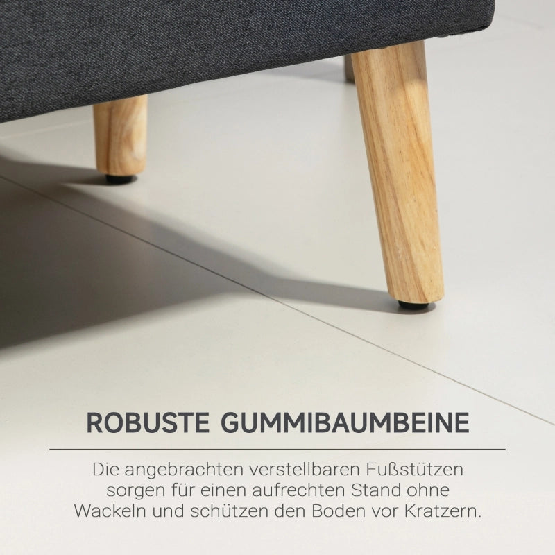 Panca contenitore in stile scandinavo con seduta imbottita e vano portaoggetti in poliestere grigio scuro 110 × 39 × 45 cm