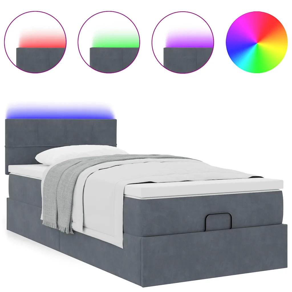 Struttura Letto Pouf con Materasso 100x200 cm Velluto 3312603