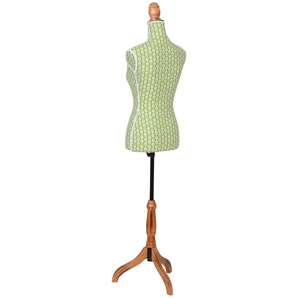Manichino legno schiuma con tessuto verde 37.5x24x168 cm