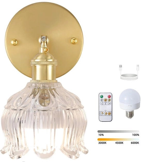 Lampada LED a LED con telecomando, lampada notturna senza fili, regolabile, tre temperature di colore da 3000K a 6000K, inclusa la lampada.