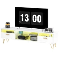 Mobile TV con LED RGB a 16 colori mobile televisivo per schermi da 42 a 120 pollici, 160x35x42cm, bianco