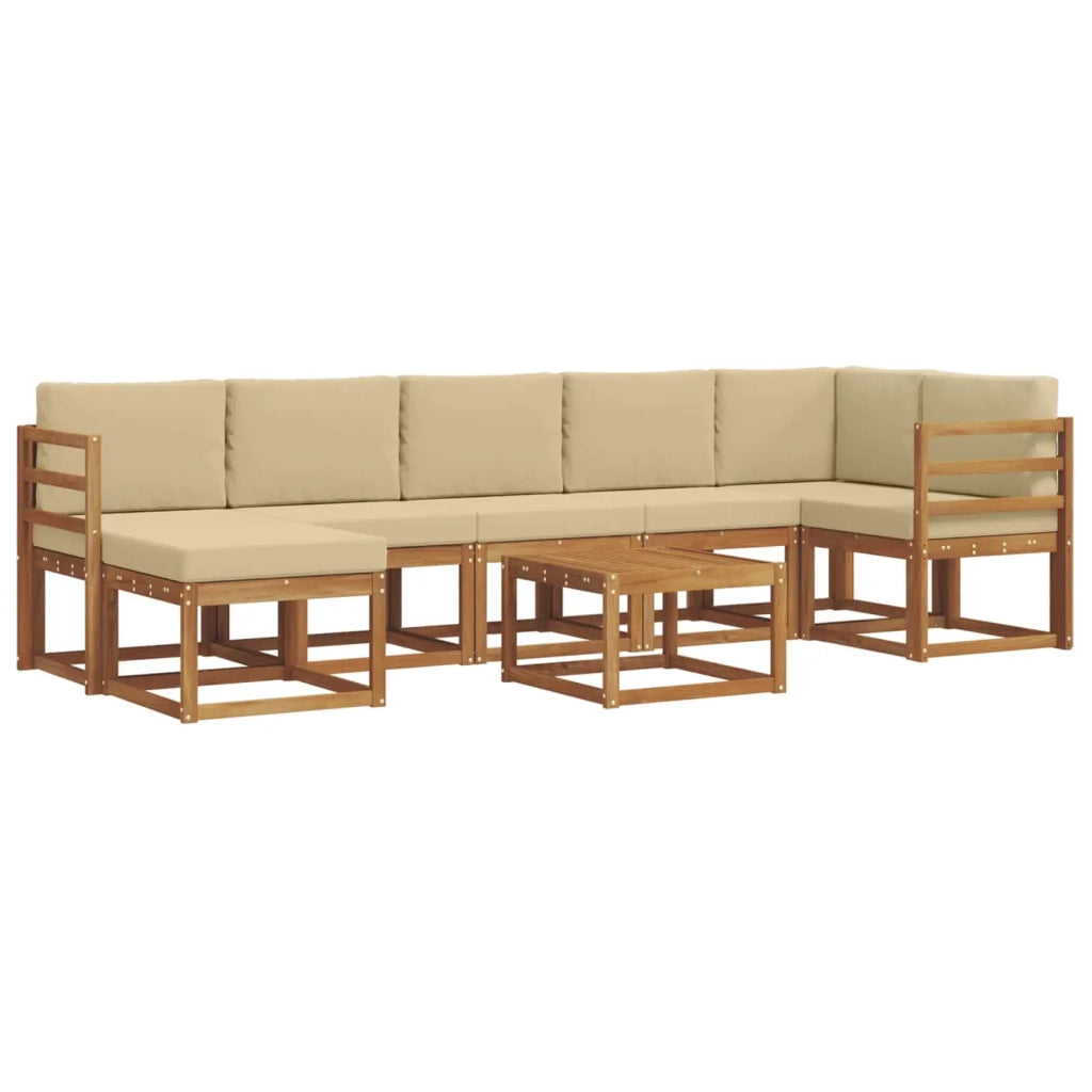 Set di divani da esterno con cuscino 8 pcs Naturale e Beige