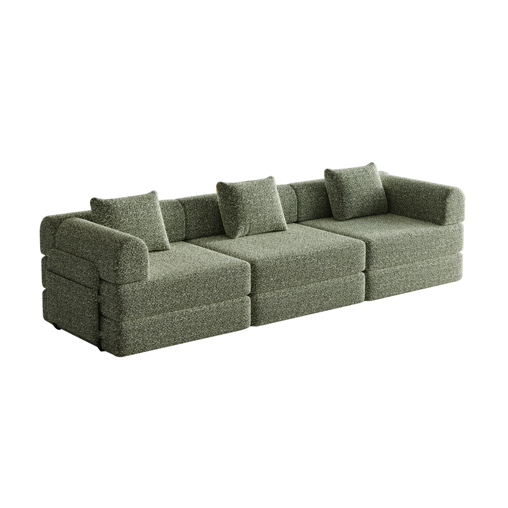 Poltrona letto 2 in 1 con vano nell'bracciolo in ciniglia verde