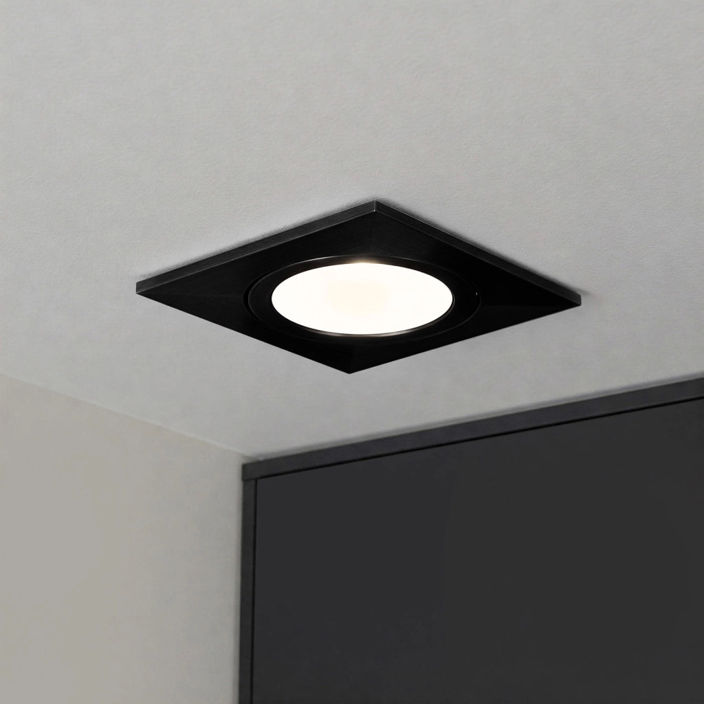 Faretto ad incasso LED 8W GU10 nero quadrato foro 70mm moderno orientabile luce soffitto negozio vetrina NERO 3000K