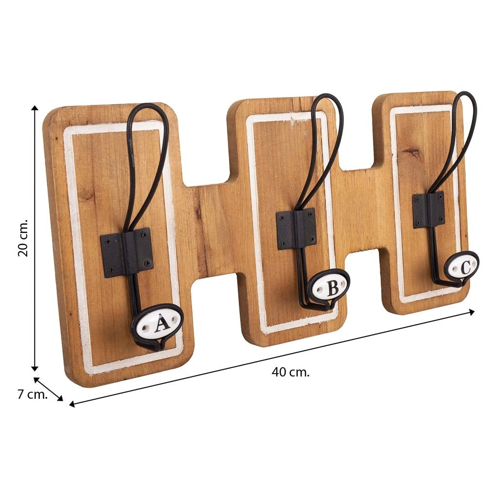 Appendiabiti in legno e metallo marrone 40x7x20h