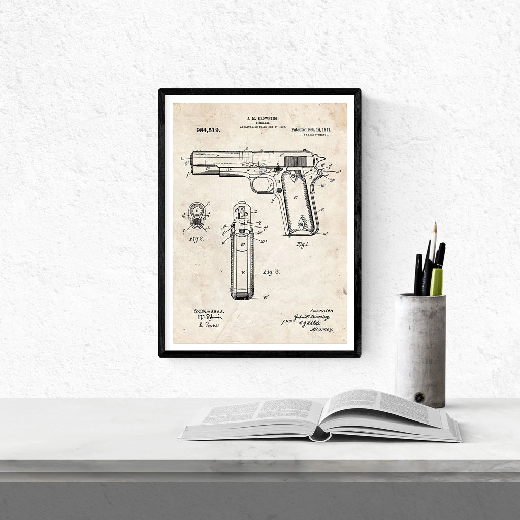 4 poster vintage con illustrazioni di brevetti, formato A4, carta da 250 g, finitura opaca