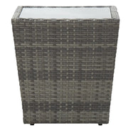 Tavolino Grigio 41,5x41,5x43 cm in Polyrattan e Vetro Temperato 46196