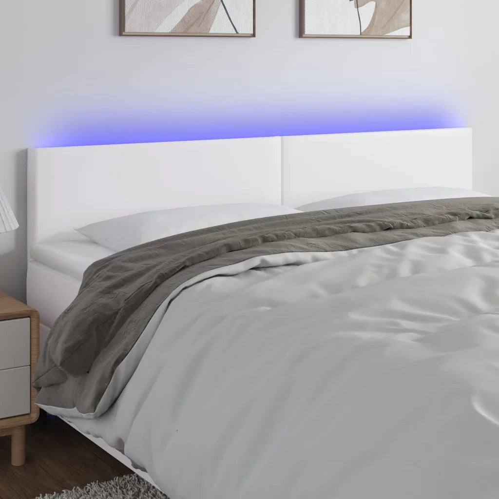 Testiera Bianca a LED-Testata-Testiera Decorativa 160x5x78/88 cm in Similpelle 969313