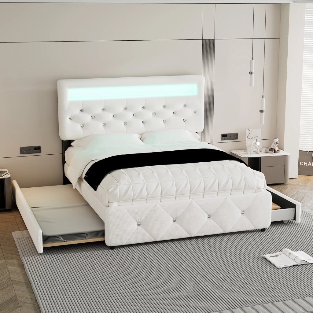 letto imbottito cotone e lino bianco 140 x 200 cm