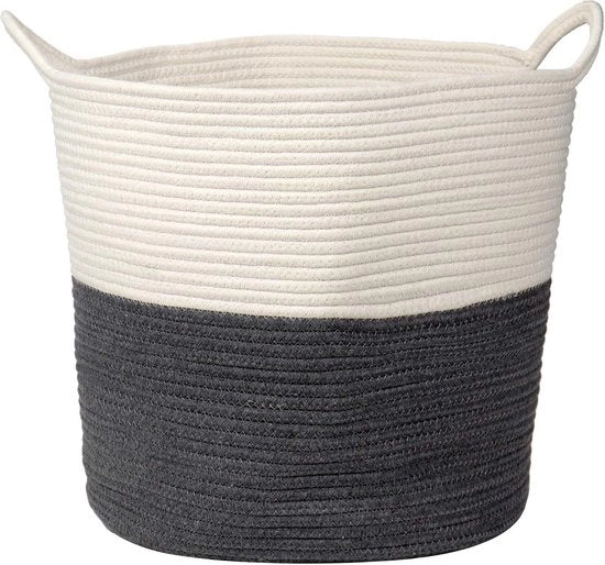 Contenitore di stoccaggio in cotone, cesto di corda intrecciata, contenitore di conservazione per giocattoli per bambini con maniglia, per soggiorno, camera da letto dei bambini, bagno, 38 x 38 cm