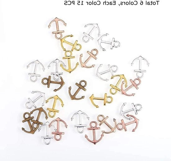 90 pezzi di scatola pendente anello gioielli accessori bronzo antico charme colore misto Materiale - Alta qualità
