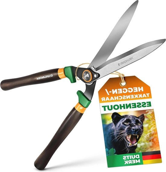 Taglia Cespugli - Trimmer robusto per giardini e cespugli con lama serrata in acciaio SK5 carbonio maniglia ergonomico in legno di frassino e tampone di impatto per un mantenimento sostenibile e efficiente del giardino.