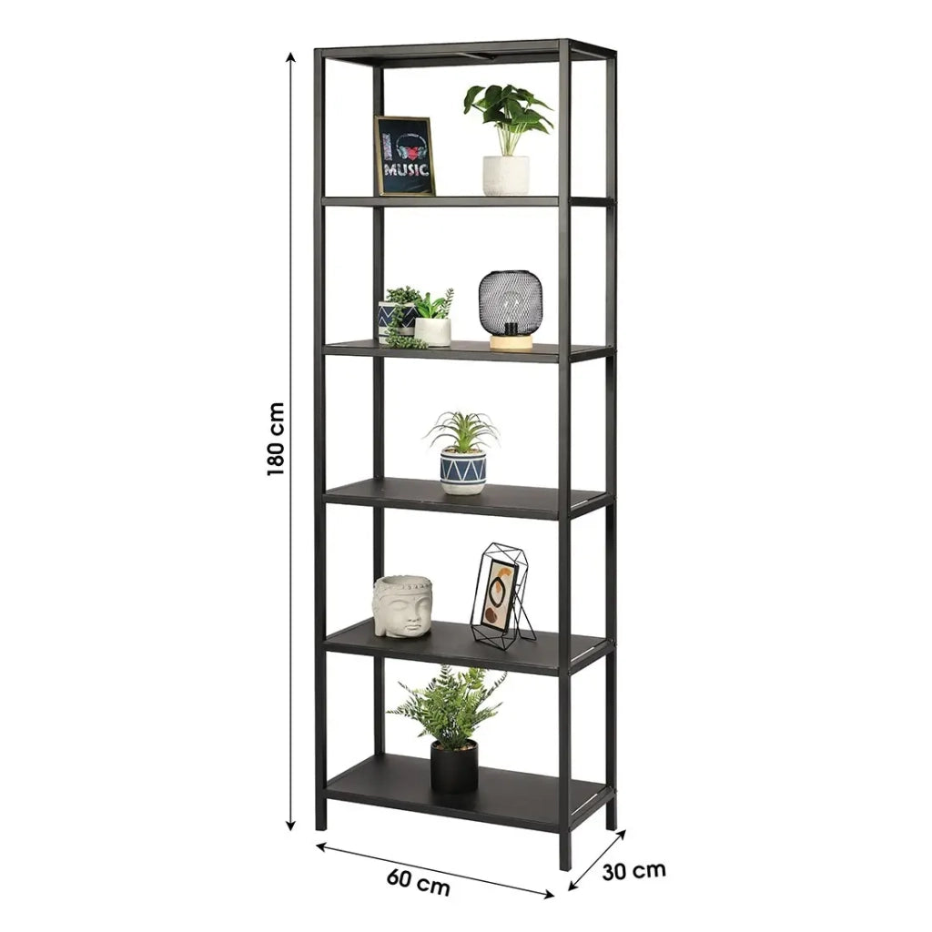Libreria design a 6 livelli in metallo nero collezione SOHO