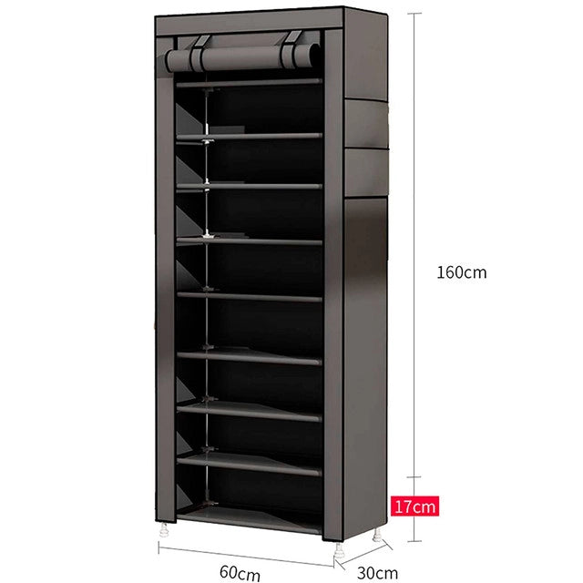 Armadio Scarpiera in tessuto con anta con cerniera 160x60x30 cm (Grigio)