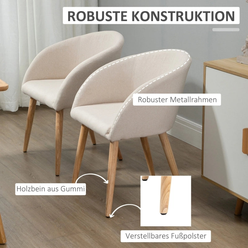 SEDIA Imbottita 55x56x74 cm Beige Metallo Set da 2 pezzi