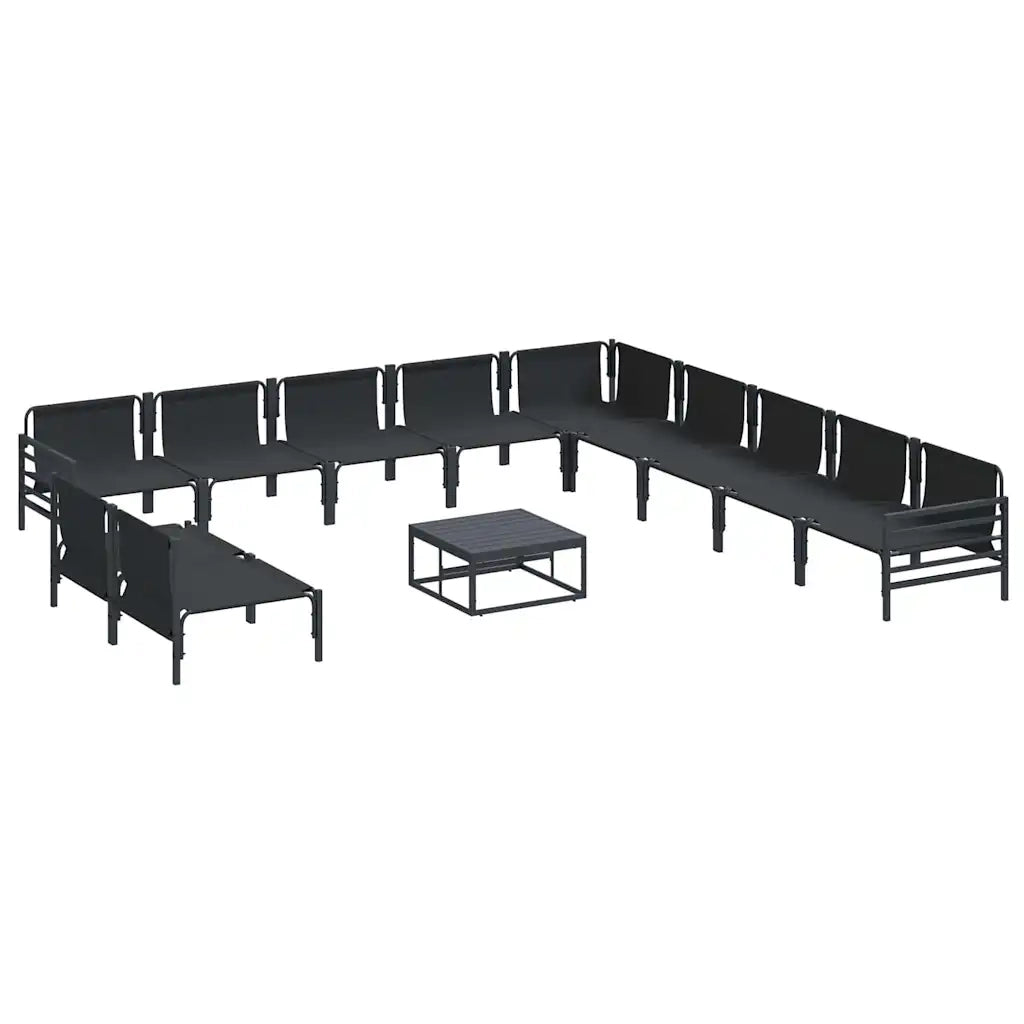 Set Divano da Giardino con cuscino 12 pcs Nero Acciaio 3379001