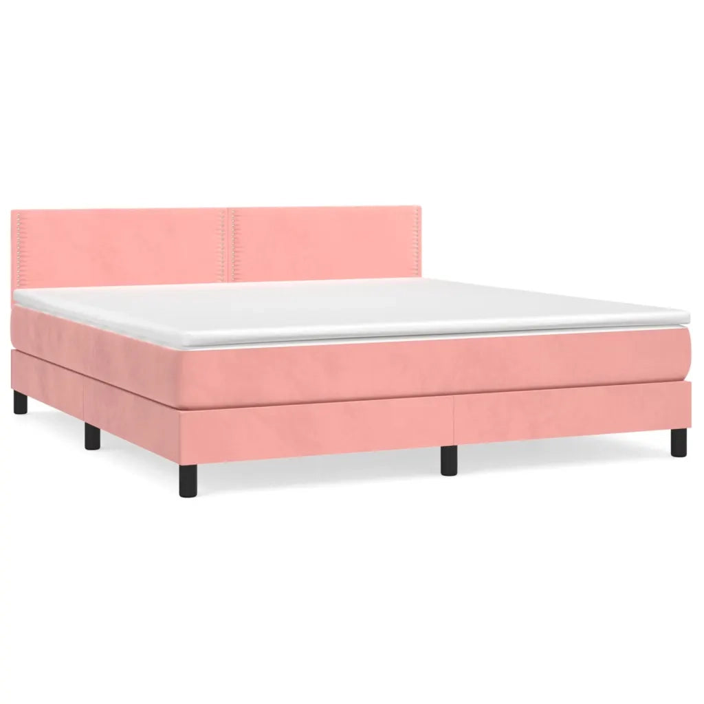 Giroletto a Molle con Materasso Rosa 160x200 cm in Velluto 3141256