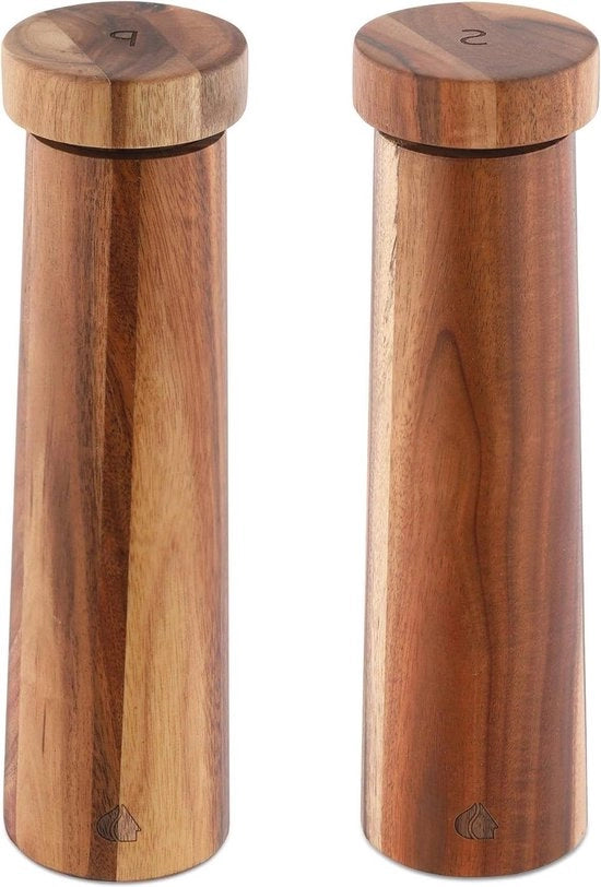 Set di macinatore di sale e pepe - Mola manuale regolabile in ceramica - Facile da pulire e duraturo - Realizzato in acacia