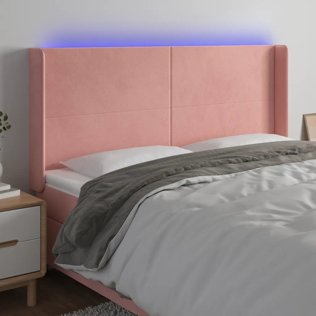 Testiera a LED rosa 183x16x118/128 cm in Vellutocod mxl 97882