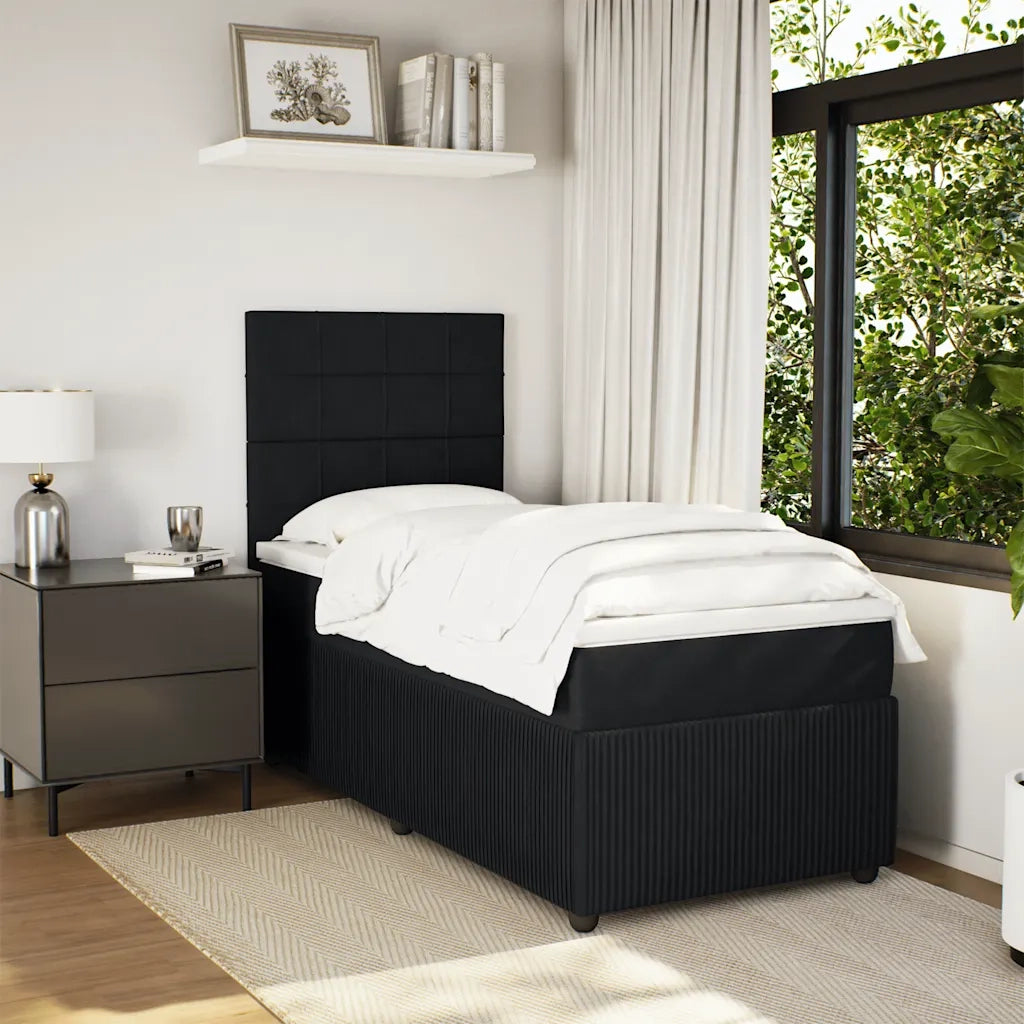 Giroletto a Molle con Materasso Nero 90x200 cm in Velluto