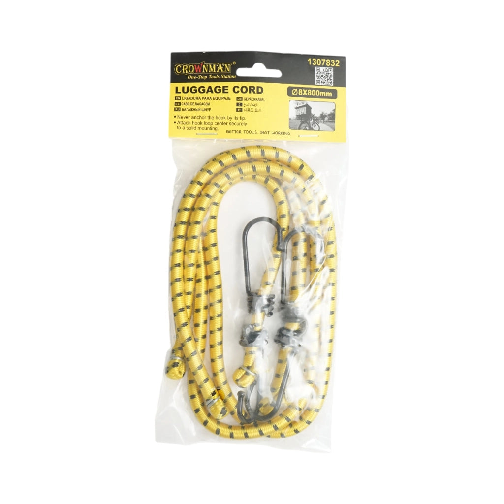 Set di 2 corde elastiche con ganci 8x800mm per l'ancoraggio del carico  Crownman