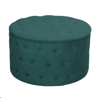 Set 2 Pouf Contenitore Ø50 cm e Ø70 cm in Tessuto Velluto Verde Salvia