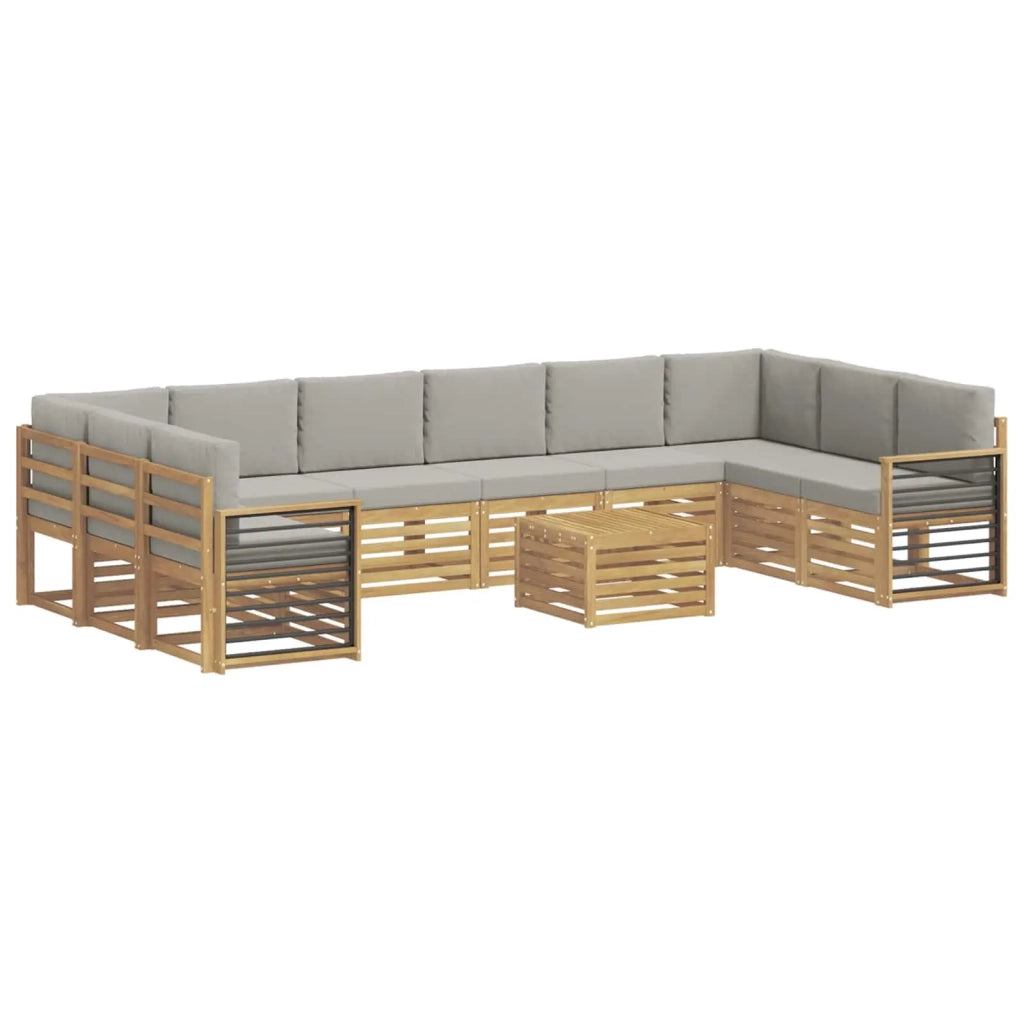 Set di divani da esterno 11 pcs Bianco e Grigio Chiaro