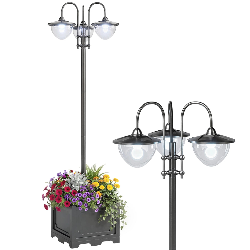 Lampada Solare da Giardino ¨C zephmum ¨C 18 LED 6000K IP44 60x55x189 cm Nero