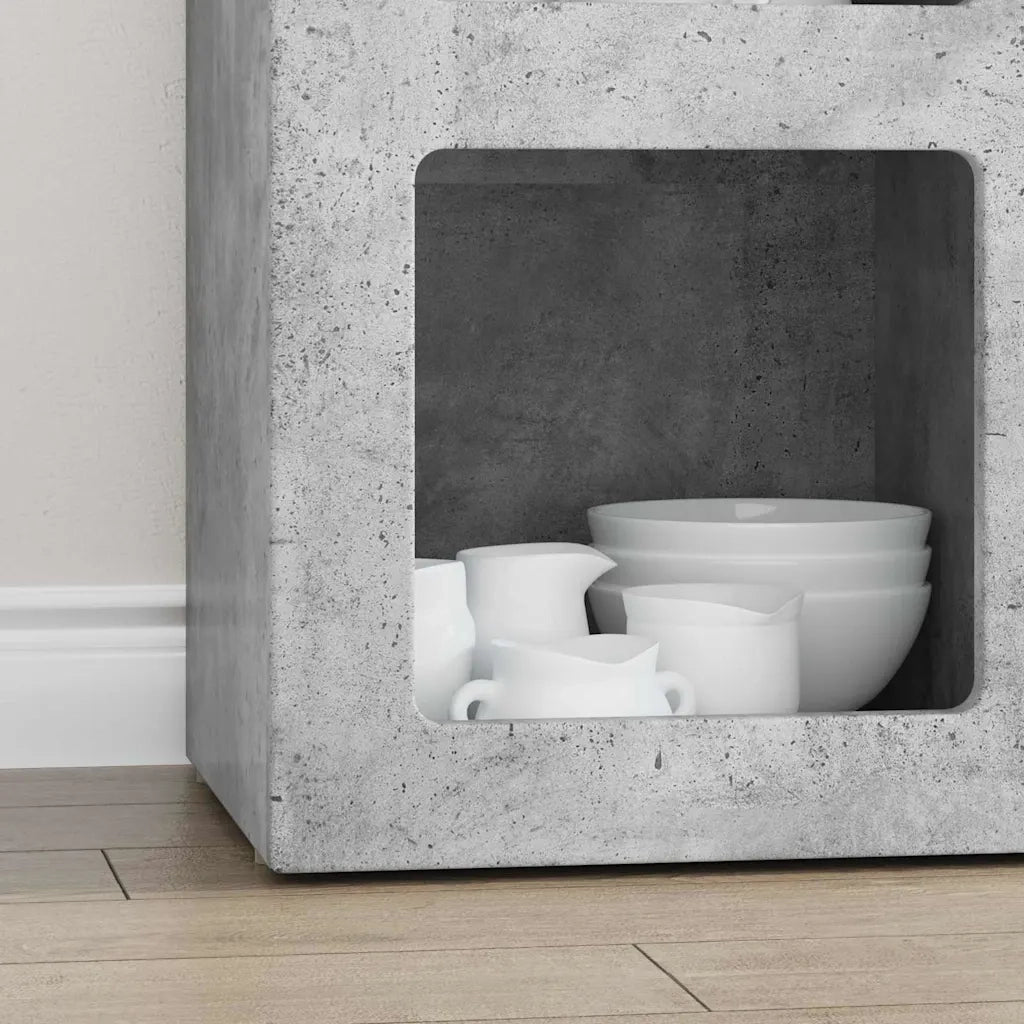 Credenza | Madia | Buffet da pranzo | Armadio da pranzo Grigio cemento 59 x 35 x 80.5 cm Legno multistrato