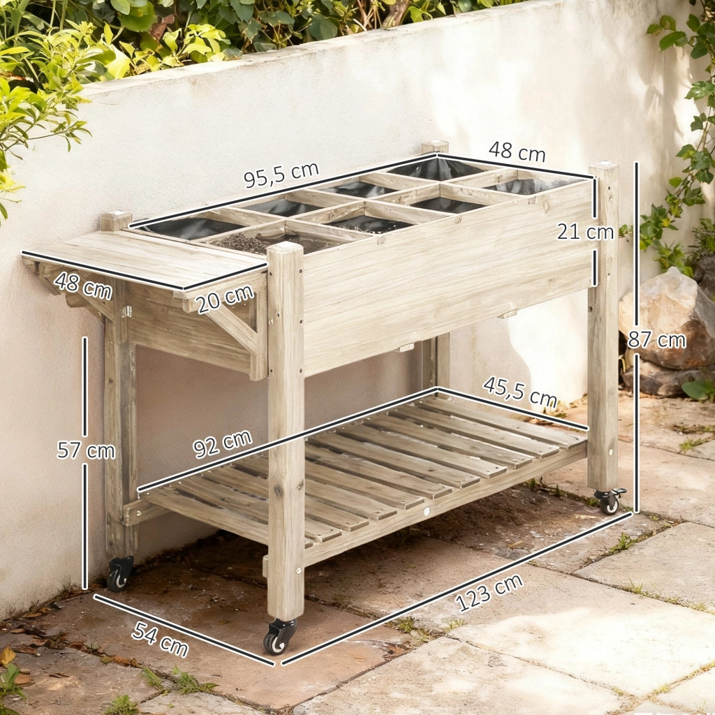 Fioriera da Giardino con Ruote ¨C zephmum ¨C Grigio, Polipropilene, 50x30x40 cm