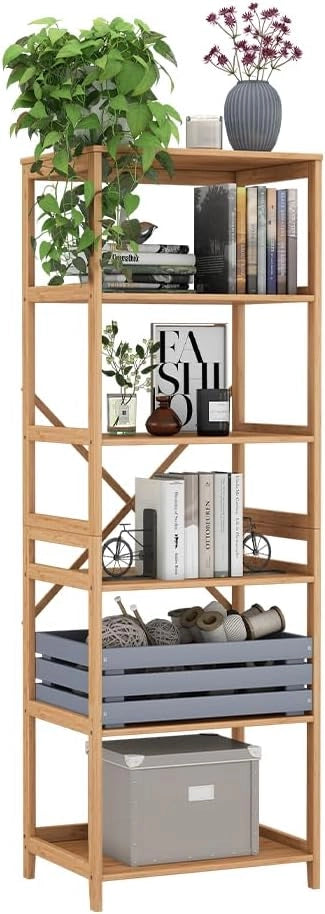 Scaffale Novaro, Bambù, 48.3 x 140.3 cm con 6 scomparti, adatto per riporre libri, documenti e oggetti decorativi