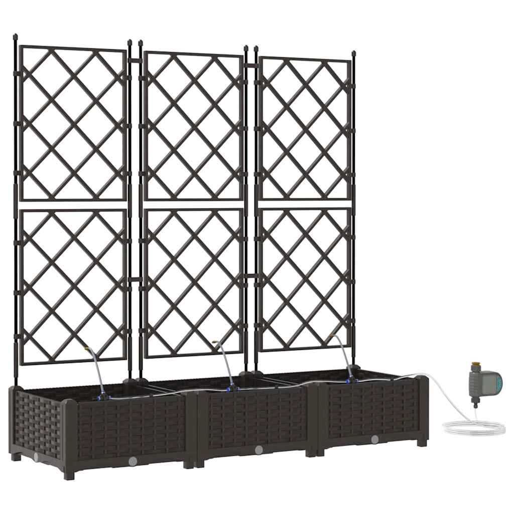 Set di 3 fioriere da giardino moderne 120 x 40 x 126 cm pratiche e resistenti in acciaio marrone 02_0058527